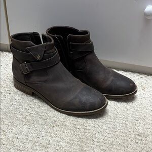 Clarks Brown Ankle Boots with Buckle Detail
